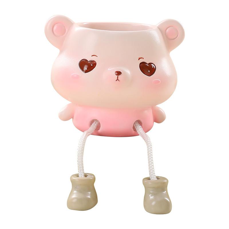 花瓶 デスクトップ ミニ 樹脂 かわいい オブジェ 観葉植物 犬 猫 熊 ブタ ホームデコレーション オフィ..