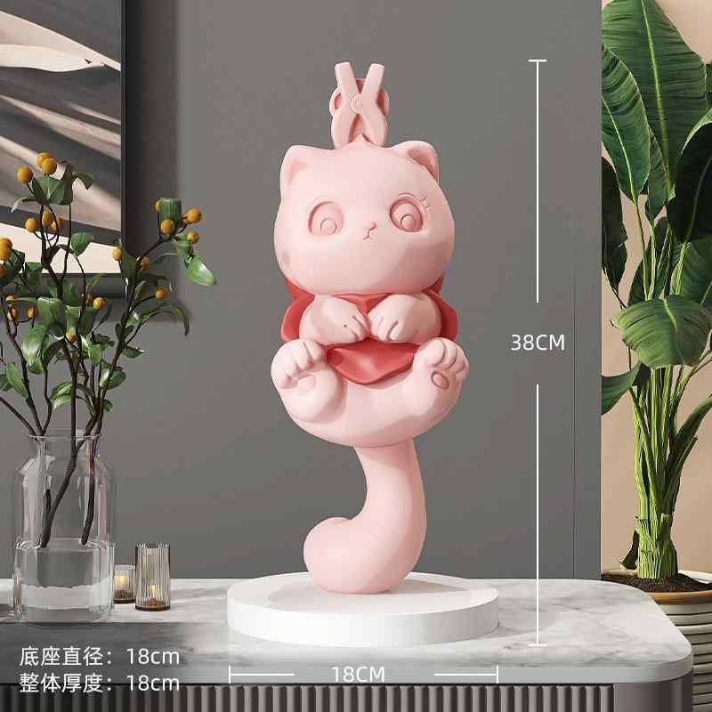 猫の置物 インテリア雑貨 デスク飾り 癒しグッズ 誕生日 新築祝い ギフト ピンク ブルー