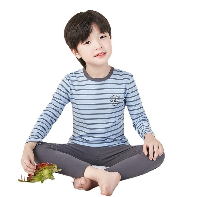子供服 秋 トップス ボトムス セット 綿100％ 男の子 女の子 保温 インナーウェア 春秋 ストライプ 無地 かわいい 幼稚園 小学生 110cm 120cm 130cm 140cm 150cm 160cm ブルー イエロー 麻グレー ピンク系 グリ