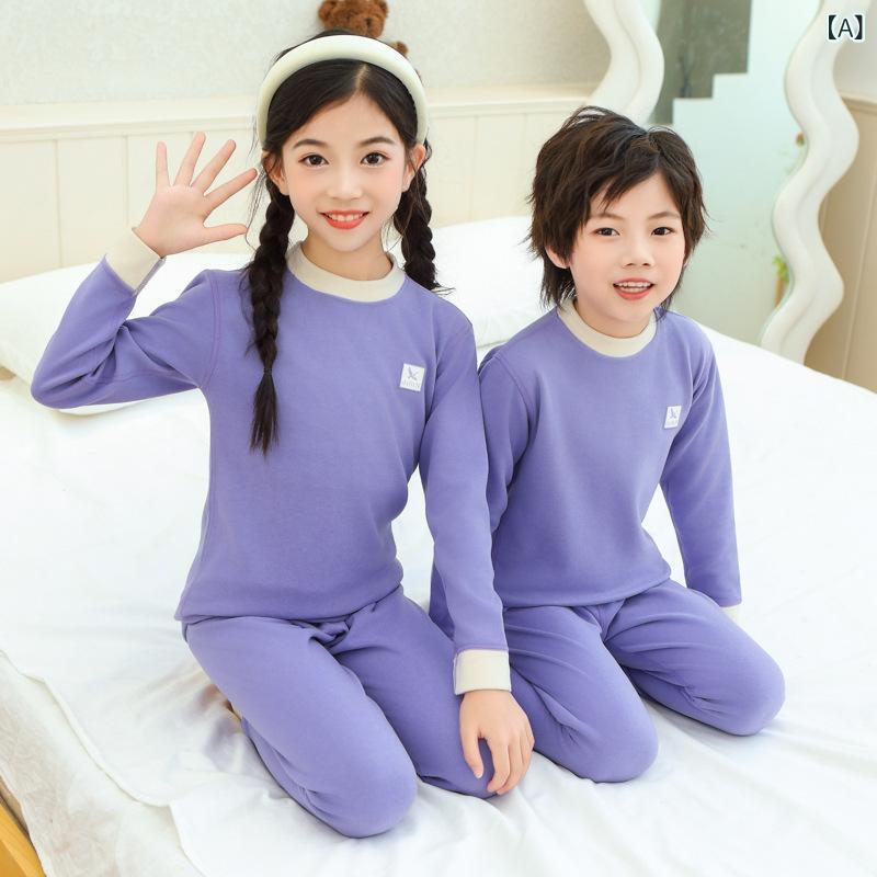 子供用 保温肌着 上下セット 秋冬 羊毛 蚕糸 男女兼用 ベビー キッズ 磨毛 秋衣 ズボン 学生 インナーウェア 部屋着 ポリエステル 無地 紫 青 緑 ピンク 黄色