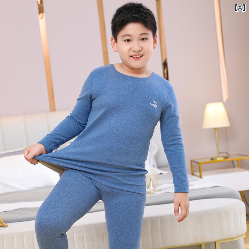 子供用インナー 上下セット 男の子 裏起毛 あったかインナー 秋 冬 パジャマ 部屋着 ポリエステル 無地 140 150 160 170 180cm