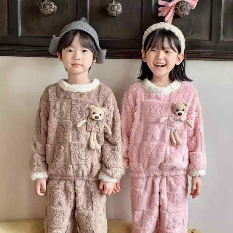 パジャマ キッズ ベビー フランネル 秋冬 男の子 女の子 アニマル ルームウェア 上下セット 80 90 100 110 120 130 140 150