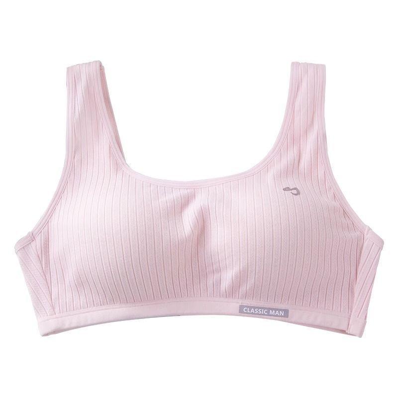 ブラジャー ガールズ キッズ ジュニア スクールインナー 子供用ハーフトップ スポーツブラ スポブラ ノンワイヤー 綿混 全罩杯 薄手 快適 無地 75 M 80 L 85 XL 90 XXL