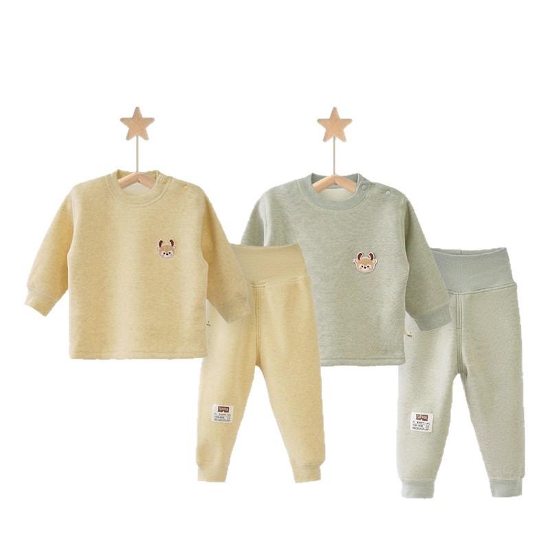 子供用パジャマ ベビー 上下セット 裏起毛 男女兼用 幼児 長袖 厚手 保温 秋冬 ルームウェア 部屋着 かわいい 小鹿柄 ポリエステル