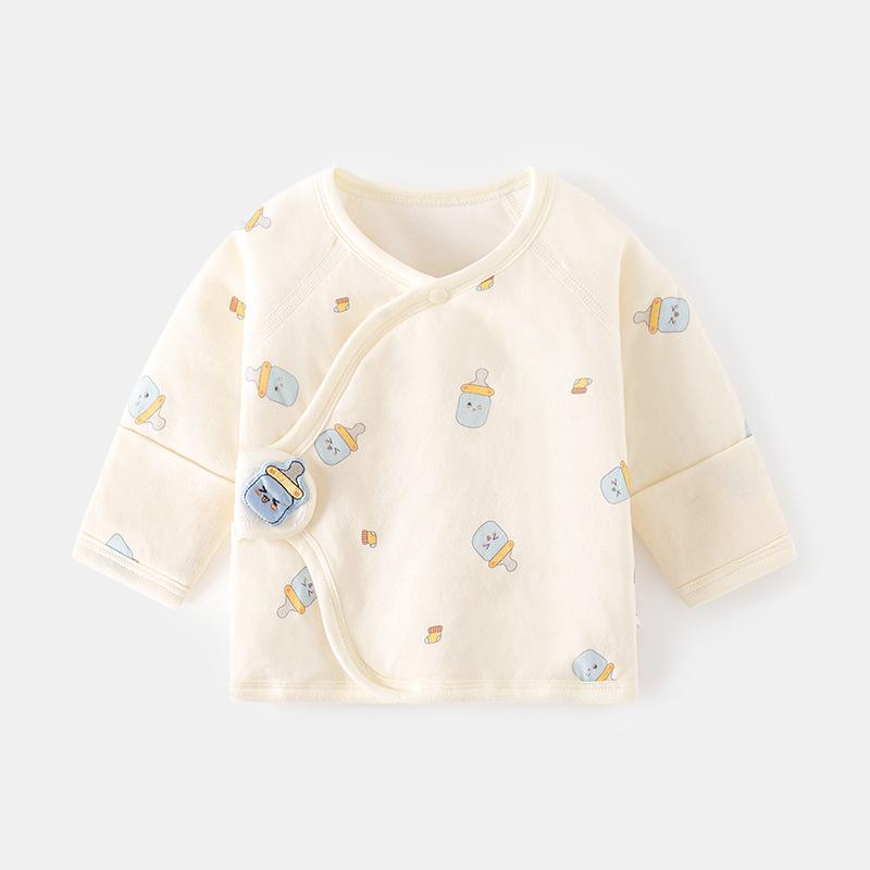 ベビー服 新生児 肌着 上着 純綿 薄綿 秋冬 春秋 長袖 ロンパース カバーオール かわいい カートゥーン アニマル柄 ミルクボトル キノコ アヒル