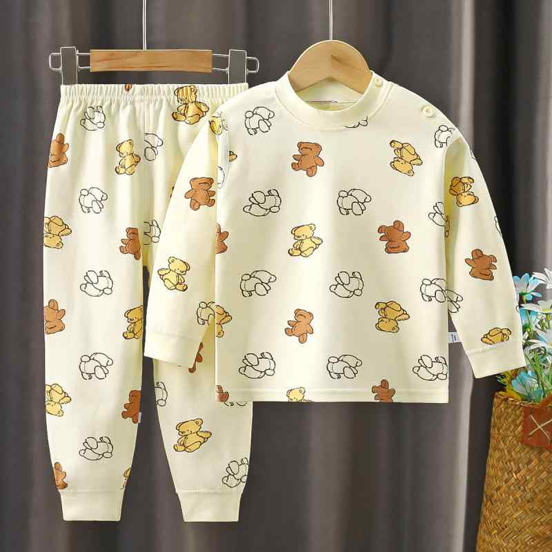 子供服 秋冬 長袖パジャマ 上下セット ベビー服 男の子 女の子 綿100% 薄手 無地 保温インナー 部屋着 かわいい ルームウェア 80 90 100 110 120 130 140 150