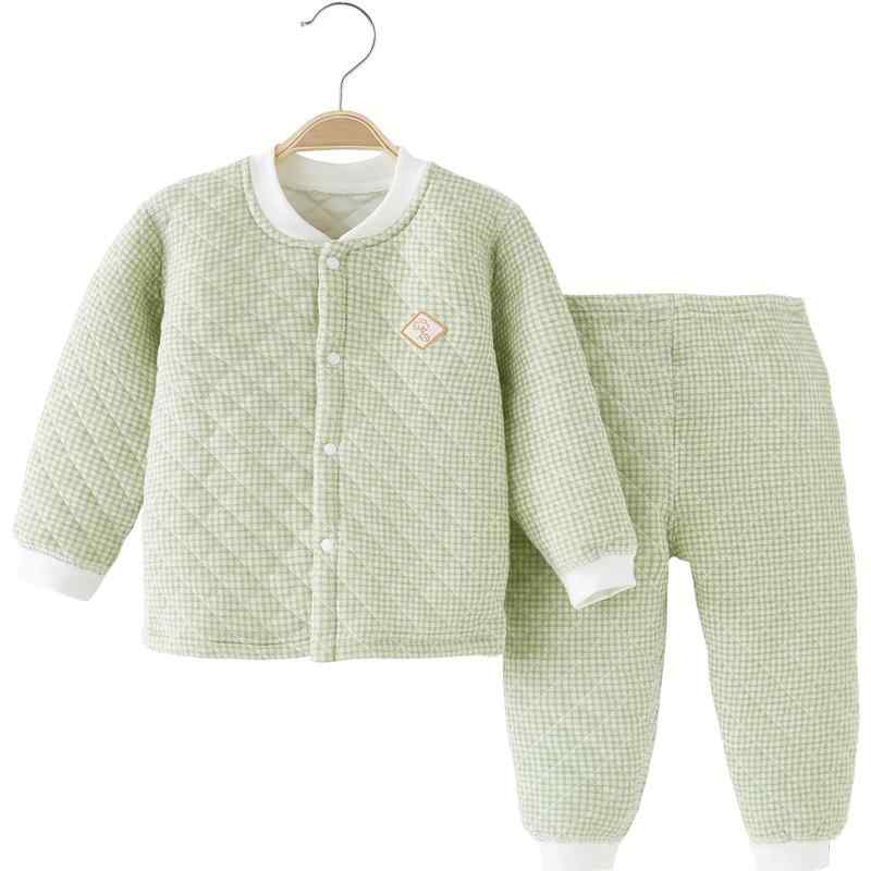 ベビー服 秋冬 保温下着 セットアップ 新生児 乳幼児 子供用 パジャマ 綿100％ ラウンドネック 動物柄 ストライプ 格子柄 無地 カートーン 春秋 冬 あったか 66 73 80 90 100 ピンク イエロー パープル グレー グリーン ブルー