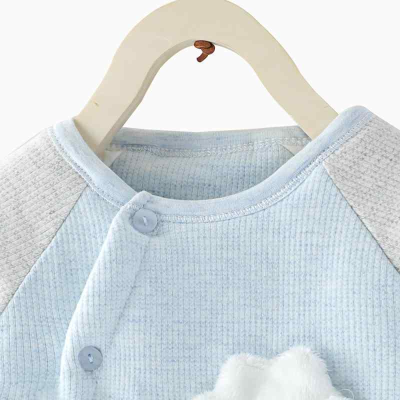 ・安全等级: A类・货号: H285525・面料名称: 其他・适用性别: 中性/男女均可・适合年龄段: 婴幼童(1~3岁，80~100cm)・领型: 圆领・图片实拍: 实拍无模特・面料工艺: 柔软处理・厚薄: 加厚・图案: 动物,纯色,卡通・是否库存: 是・元素: 套装・AQL抽检标准: 2.5・平车针距12~14针/3cm: 是・毛头/杂余线头是否修剪: 明显部位已修剪・主面料成分: 棉・主面料成分含量: 50・功能: 保暖・颜色: 藍色云朵,粉色鸭子,绿玩具汇,杏玩具汇,灰玩具汇,虎狮同行,小虎波迪,俏皮杏兔,俏皮粉兔・适合身高: 66cm,73CM,80cm,90cm,59cm,100cm,110cm,120cm,130cm・是否跨境出口专供货源: 否・产品类别: 童内衣内裤