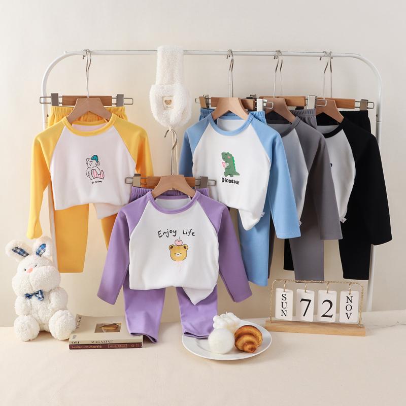 子供用パジャマ 男の子 女の子 部屋着 上下セット 再生繊維 混紡 厚手 保温 春秋 冬