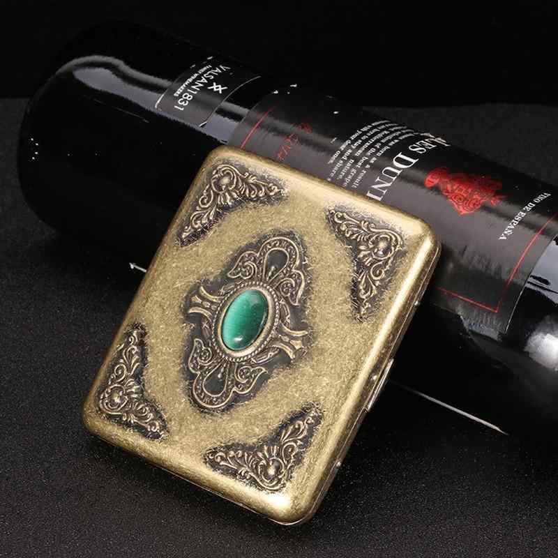 タバコケース メンズ レディース レトロ 喫煙具 20本収納可能 携帯便利 ギフトボックス 青銅色 古銀