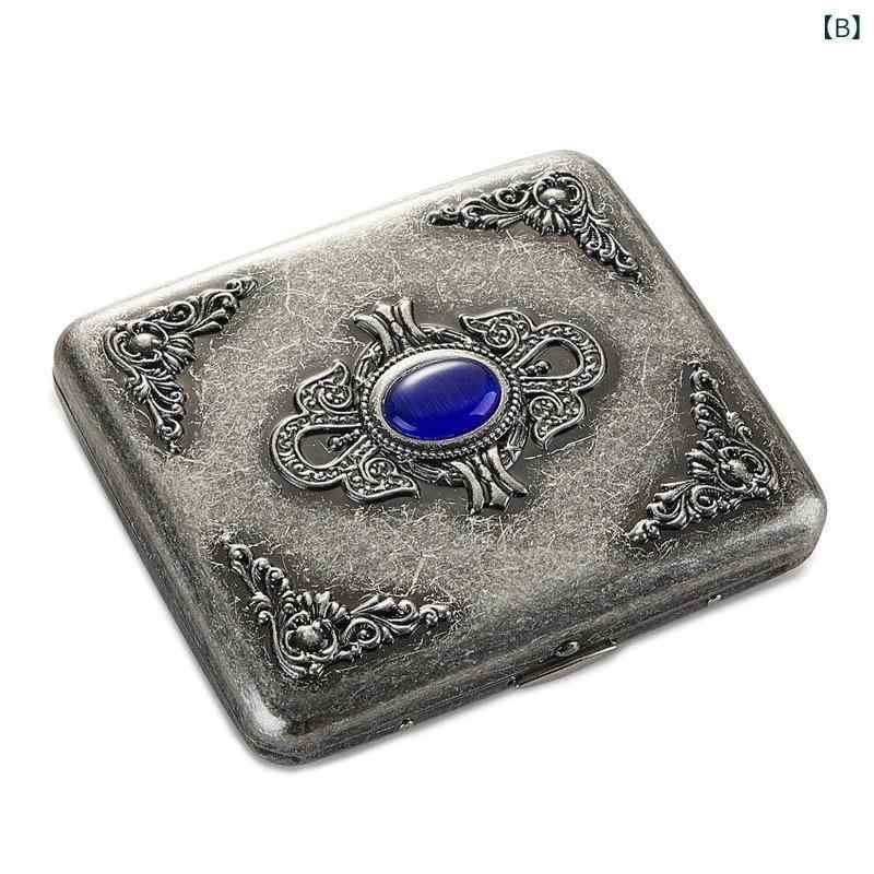 Tanzanのタバコケース メンズ レディース レトロ 喫煙具 20本収納可能 携帯便利 ギフトボックス 青銅色 古銀｜アングル3