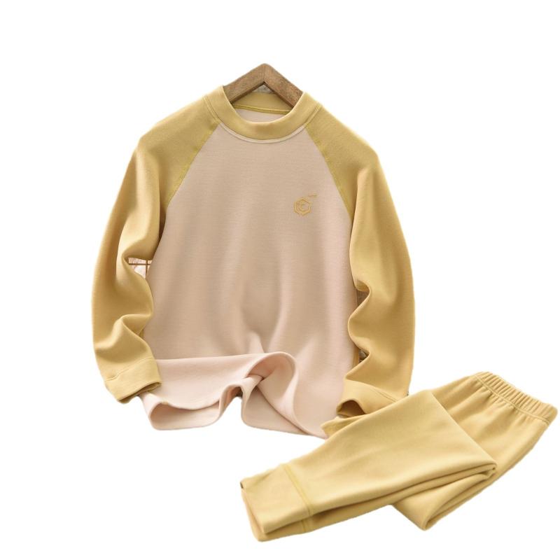 子供用インナー 上下セット 秋冬 厚手 A類 抗菌 防寒 あったか インナーシャツ インナーパンツ 男の子 女の子 キッズ 8歳以上 140cm以上 伸縮性 部屋着 ルームウェア 湖水藍 桜紫 シャンパン黄 藤萝紫 ラテカラー(4)