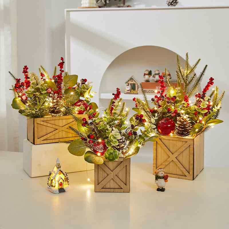 クリスマスツリー 木製 卓上 クリスマス 飾り オーナメント ライト付き クリスマス デコレーション 雑貨