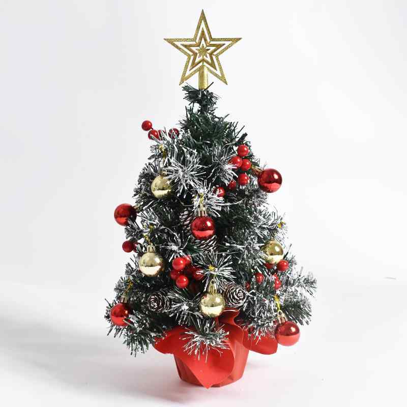 クリスマスツリー ミニ 卓上 金色 赤色 クリスマスボール付き PVC製 オブジェ デコレーション 45cm
