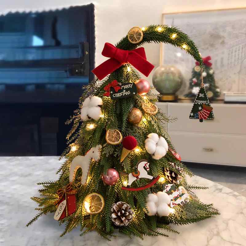 クリスマスツリー 卓上 ミニ クリスマスツリーセット クリスマス 飾り 40cm PE製 LEDライト付き 卓上ツ..