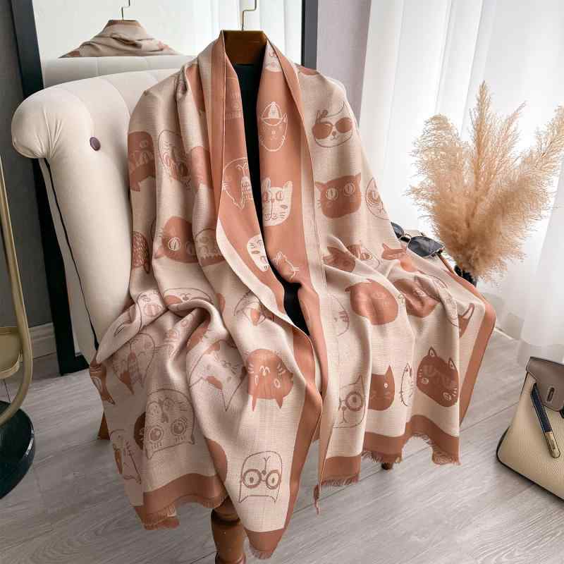 マフラー レディース 春秋 猫柄 天使の輪 天使の輪付き ショール ストール 接触冷感 UVカット 日焼け止..