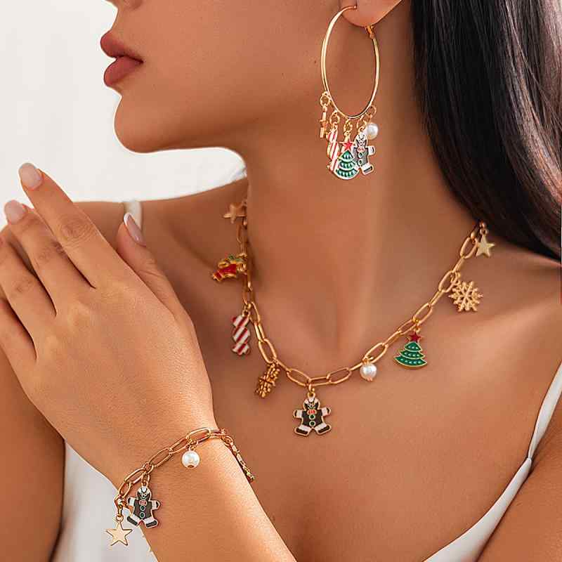 ネックレス レディース クリスマス 雪の結晶 キャンディ ベル ペンダント チョーカー ゴールド かわいい ガーリー イベント パーティー