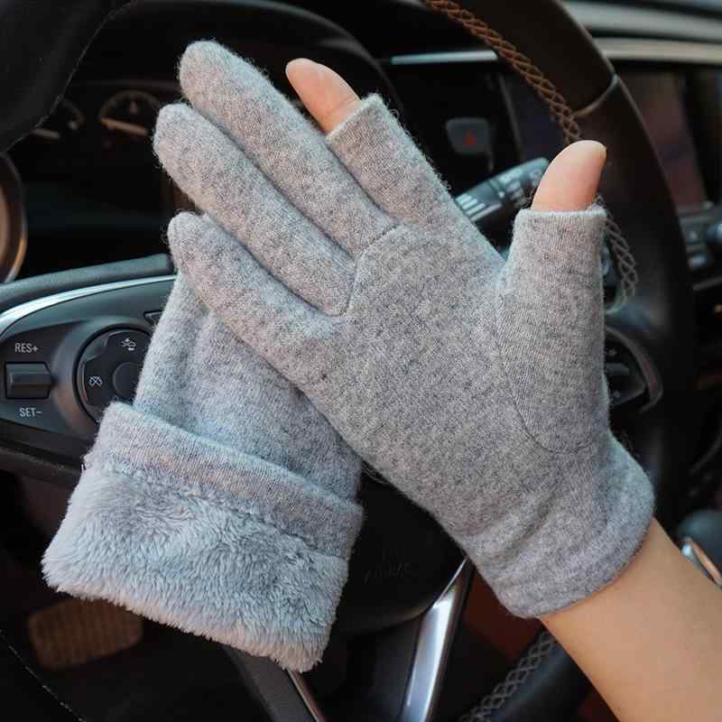 手袋 男性用 女性用 ウール 裏起毛 防寒 保温 スマホ対応 手袋 黒 紺 グレー 秋冬(4)