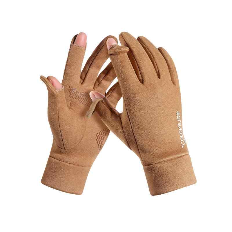 手袋 レディース メンズ 冬用 スエード調 グローブ 防寒 スマートフォン対応 指なし 指切り 手袋 カッ..