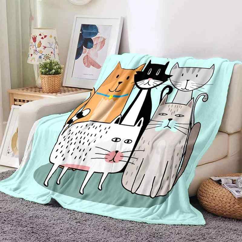 毛布 かわいい 猫柄 ひざ掛け ブランケット ポリエステル 繊維 軽量 ポータブル 旅行用 ピクニック オ..