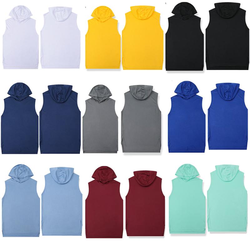 ベスト メンズ 男性用 スポーツベスト フード付き ポリエステル 速乾 無地 ランニング トレーニング ウ..