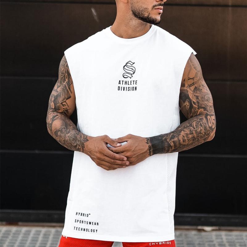 タンクトップ メンズ 男性用 ノースリーブ トレーニングウェア ランニング ウェア コットン 綿 混紡 ゆ..