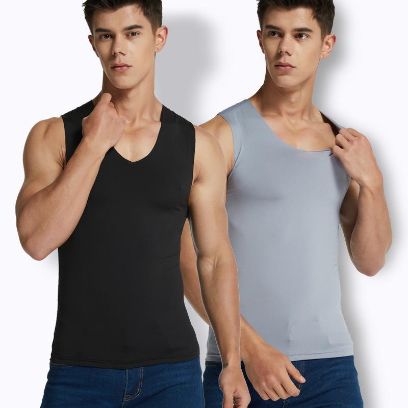 タンクトップ メンズ 男性用 Y字 接触冷感 ノースリーブ ポリエステル 吸湿速乾 スポーツ インナー 伸..
