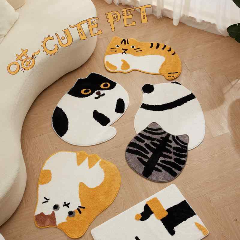 マット レディース かわいい 猫 玄関マット バスマット 吸水 滑り止め ポリエステル 室内 寝室 トイレ ..