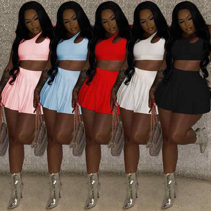 セットアップ レディース 欧米風 セクシー 無地 ノースリーブ ショート丈 ギャザー入り ゆったり ミニ..