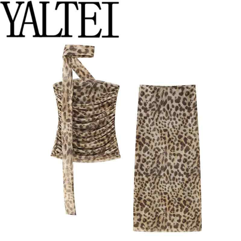 セットアップ レディース 春夏 欧米風 カジュアル アニマル柄 プリント チューブトップ スカート ポリ..