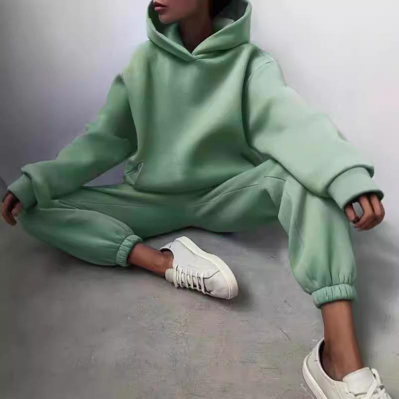 セットアップ レディース 秋冬 長袖 スウェット トレーナー パンツ 上下 2点 丝光棉 コットン ゆったり..