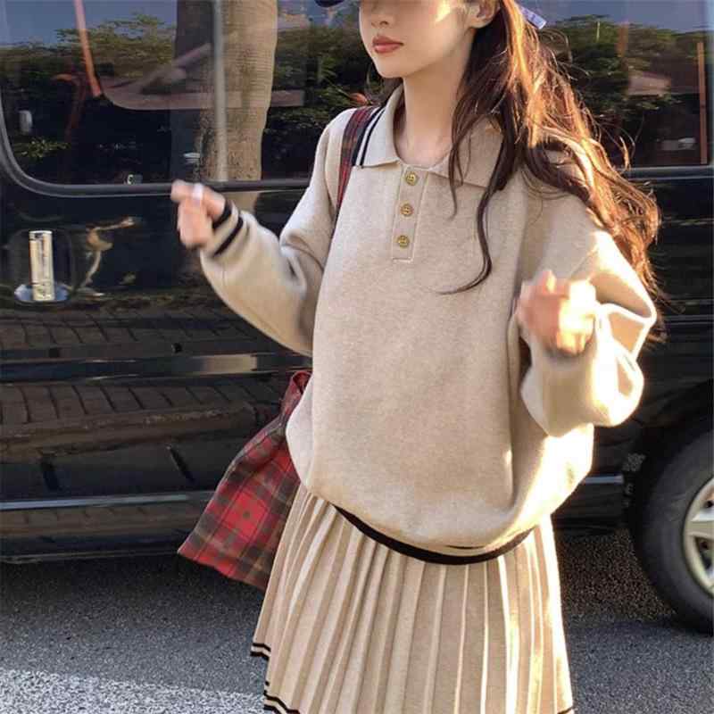 ニット セットアップ レディース 秋冬 長袖 ポロネック ニット トップス プリーツ ミニスカート 上下セ..