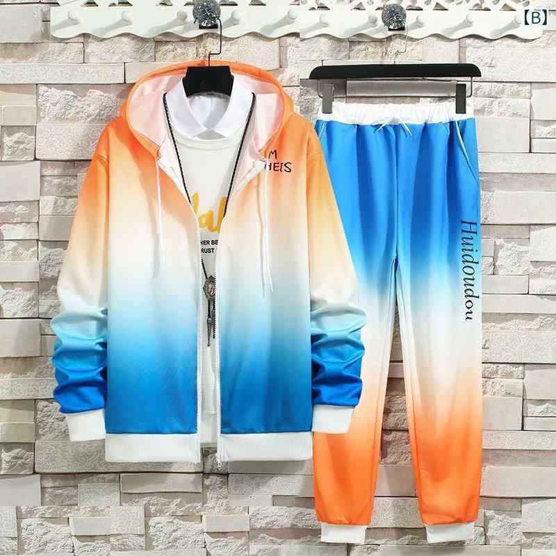 スウェット メンズ セットアップ グラデーション パーカー 長袖 ジャージ 上下セット スポーティー カジュアル ウェア 普段使い 部屋着 ポリエステル 春秋