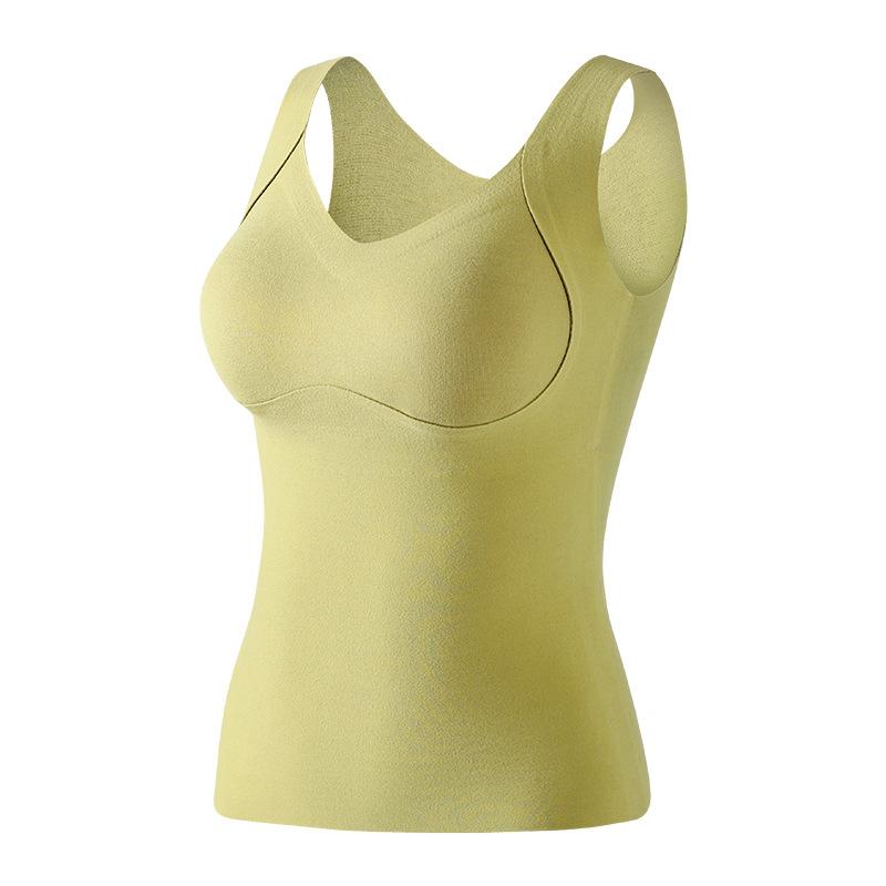 インナー レディース あったかインナー 肌着 Vネック 保温インナー 背中暖め 腹巻付き 発熱 抗菌 吊り下げキャミソール ランニング 秋冬 ストレッチ 無地 部屋着 普段使い 黒 ベージュ アイボリー ブラウン(4.0)