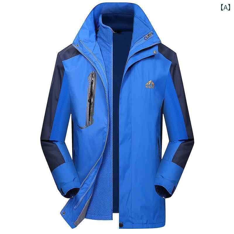 マウンテンパーカー メンズ レディース 秋冬 防水 防風 保温 3way 取り外し可能 フリース インナー付き アウトドア 登山 釣り 迷彩 ブルー ブラック レッド グリーン パープル