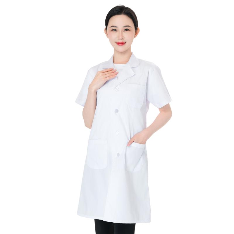 白衣 レディース メンズ 半袖 医療用 医師 看護師 実験衣 研究衣 薄手 病院 制服 診察衣 作業着 160~S ..