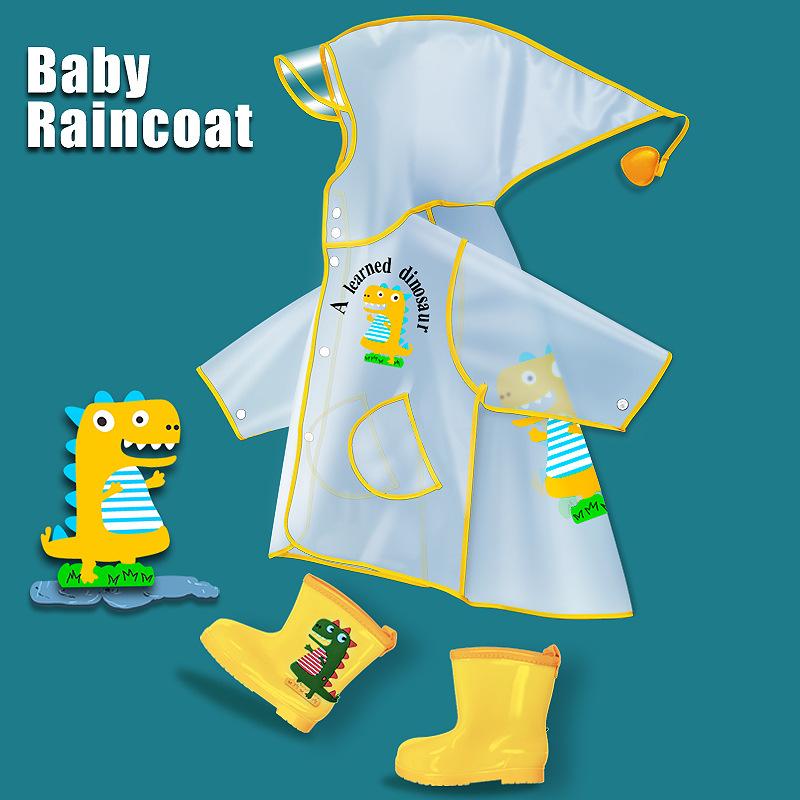 レインコート キッズ 男の子 女の子 小学生 幼稚園 かわいい 恐竜 ベビー 子供用 EVA 防水 カッパ 全身 幼児用 ブラック イエロー ピンク