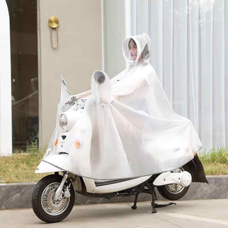 バイク用レインコート 男女兼用 EVA素材 防風 防水 スクーター レインポンチョ 顔面シールド付き オートバイ 雨具 白色 黒色 ピンク色 黄色 青色