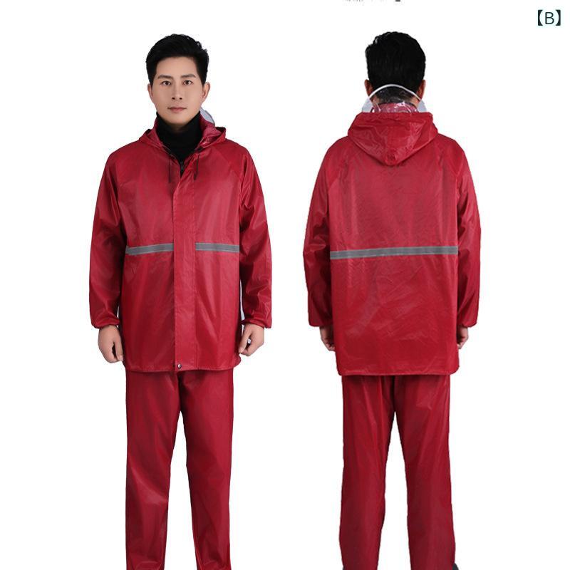 レインコート メンズ 上下セット バイク オートバイ 自転車用 防水 防風 作業用 通勤 通学 釣り アウトドア 大きいサイズ 黒 赤