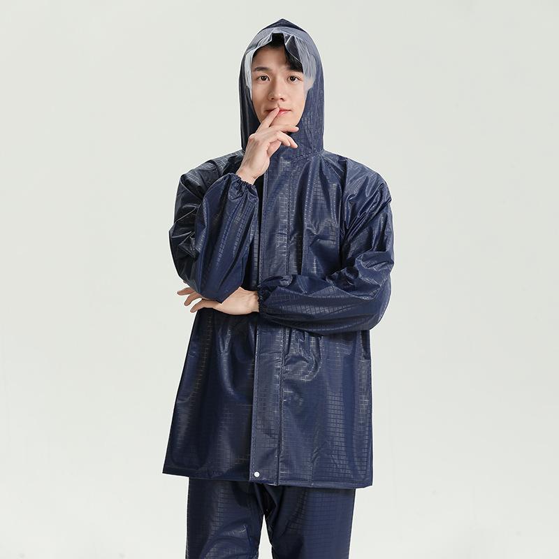 レインコート メンズ 男性用 PVC 上下セット バイク用 厚手 防水 撥水 透湿 アウトドア ブルー 青色 グリーンスーツ