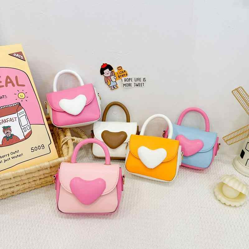 キッズ ショルダーバッグ かわいい ハート型 女の子 ミニ 鞄 斜めがけ 子供用 ポシェット イエロー ブ..