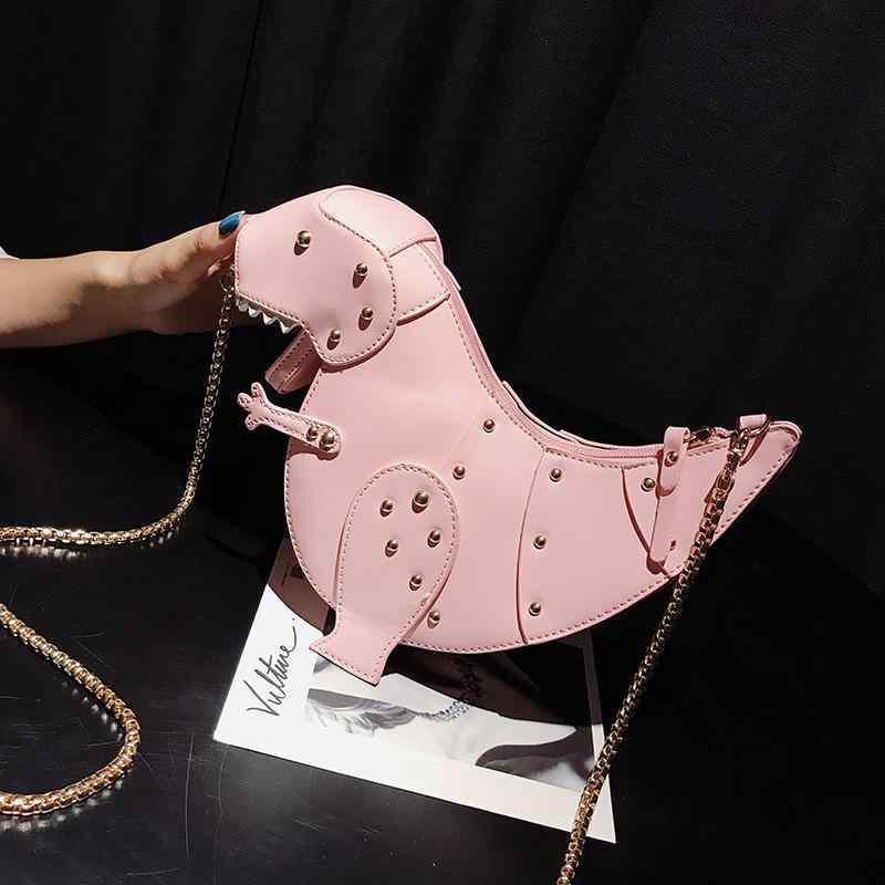 バッグ レディース ショルダーバッグ カートゥーン かわいい 恐竜 モチーフ スタッズ 飾り 斜めがけ PU..