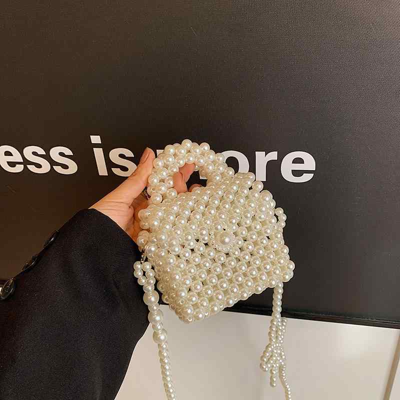 バッグ キッズ 女の子 子供用 ハンドバッグ ショルダーバッグ 珍珠 ビーズ 編み上げ 手編み かわいい ..