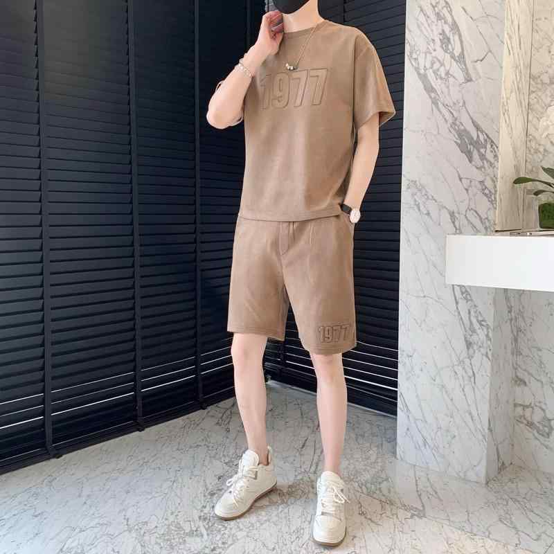 メンズ Tシャツ ショートパンツ セットアップ 男性用 上下セット 5分丈パンツ ハーフパンツ 部屋着 普段使い 墨グリーン ダークグレー ブラック カーキ ポリエステル