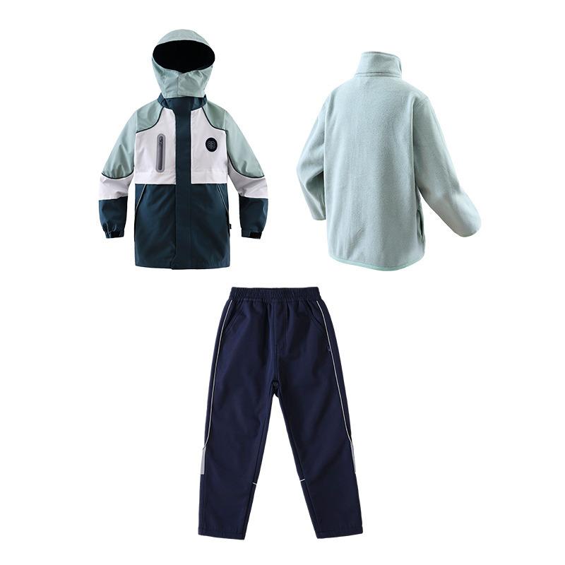 キッズ スクールウェア 3点セット 小学生 幼稚園 制服 セットアップ 防寒着 ウインドブレーカー パンツ..