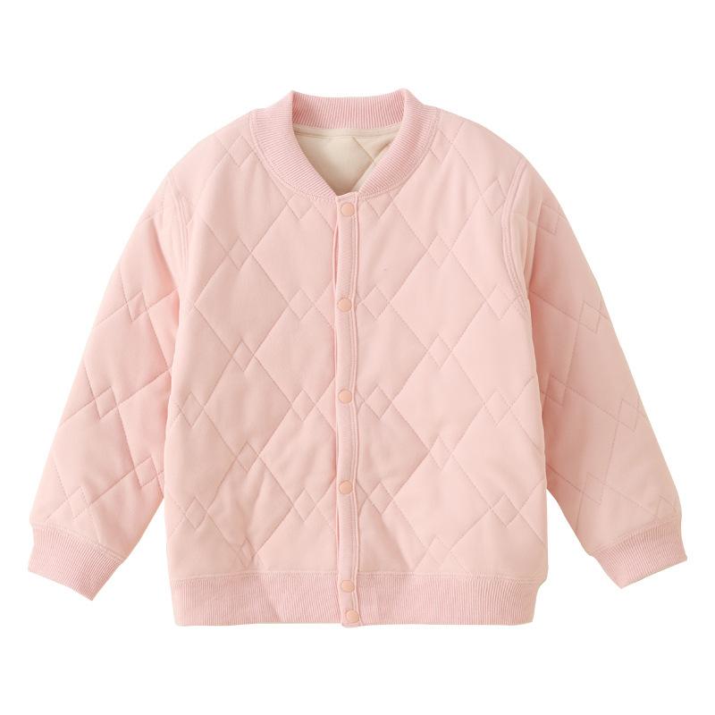 子供用綿入りインナー 子供 男女兼用 スクール 厚手 裏起毛 トップス カットソー 襟なし 丸首 無地 普..