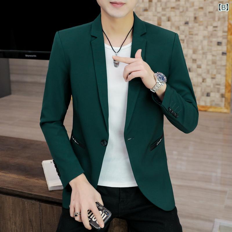 メンズ カジュアル テーラードジャケット スリムフィット リネン コットン混紡 トップス 無地 長袖 春秋 スマートカジュアル きれいめ