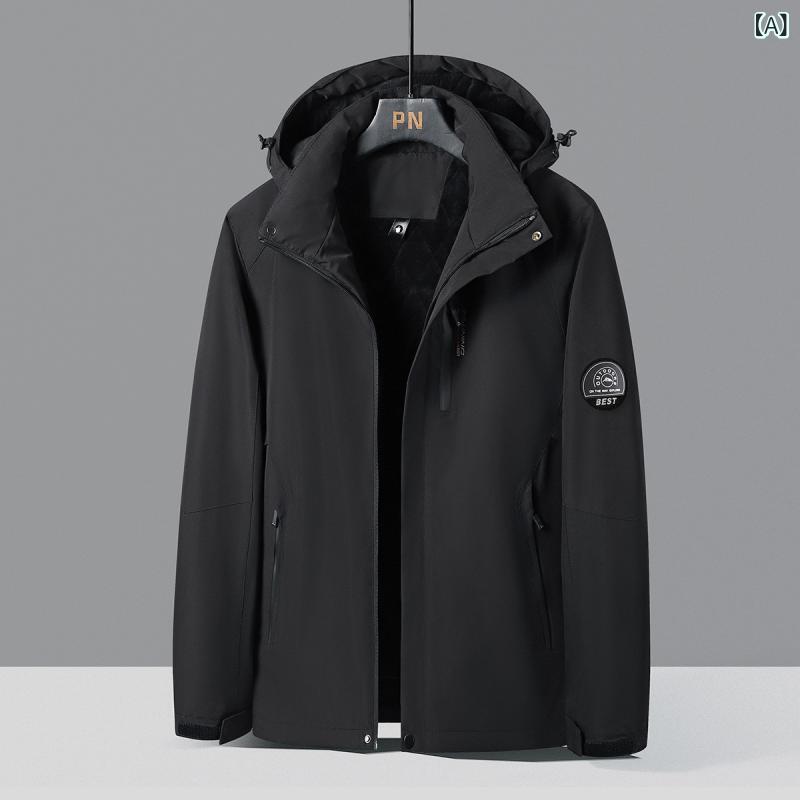 マウンテンパーカー メンズ 秋冬用 防寒 防水 防風 取り外し可能フード付き キャンプ 登山 バイク ジャ..