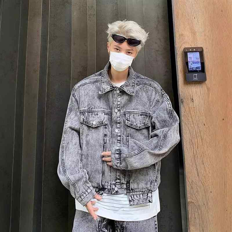 メンズ デニム セットアップ グレー スポーツ 薄手 半袖 ジャケット ハーフパンツ 男性用 普段使い 運動着 ポリエステル