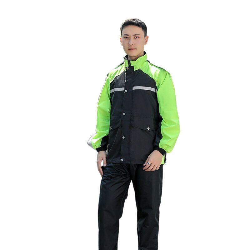 レインウェア 男性用 上下セット バイク用 暴雨対策 防水 厚手 春亜紡 ブラック グリーン グレー ピンク